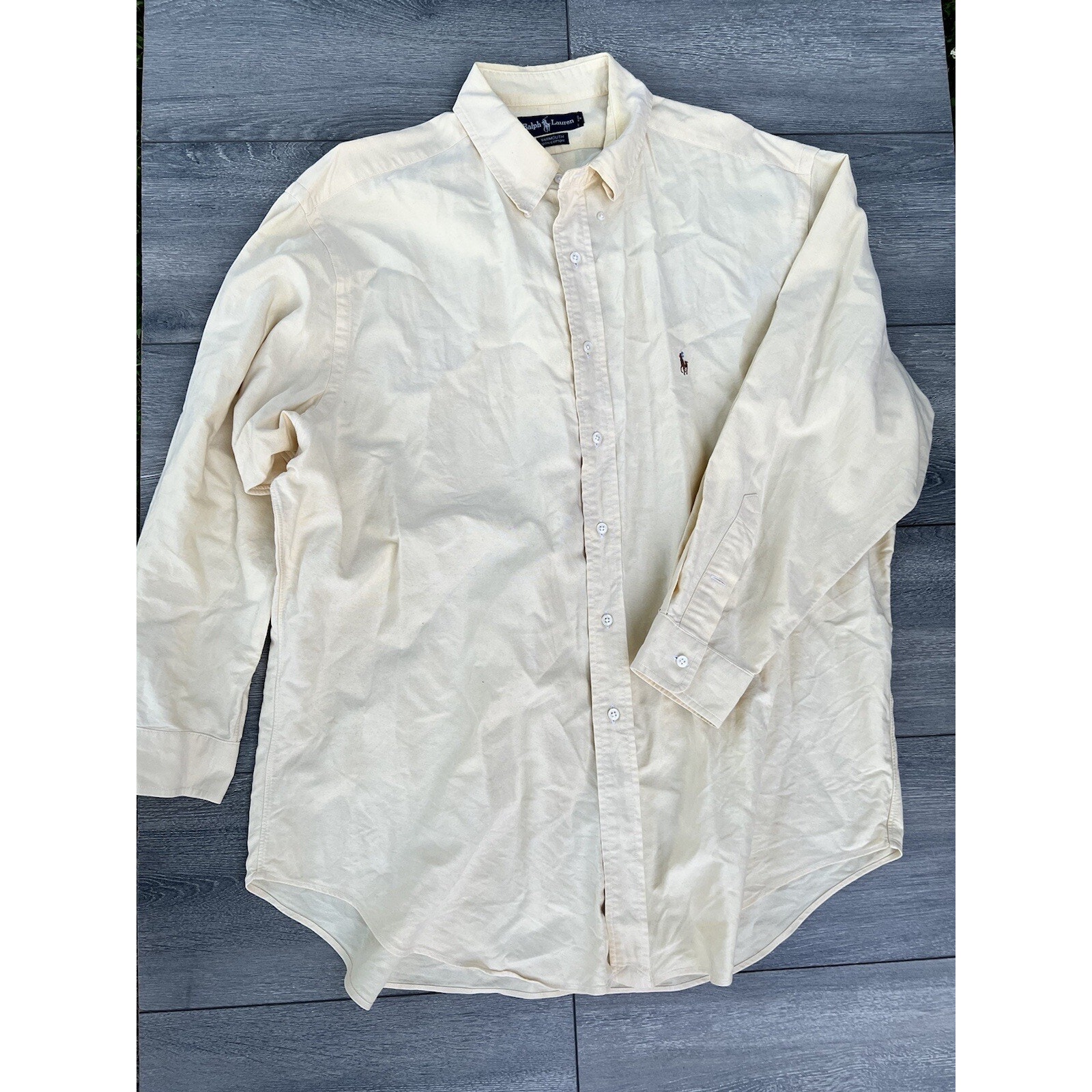 Ralph Lauren Black Label Button Down Shirt Size 17'5 34 Men Shirt Yellow A000299
